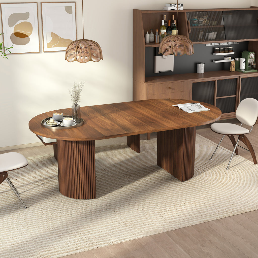 Weselon 41"-78" Extendable Oval Dining Table for 4-8, Modern Farmhouse Kitchen Table with Roman Column Leg, Large Wood Dining Room Table