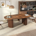 Weselon 41"-78" Extendable Oval Dining Table for 4-8, Modern Farmhouse Kitchen Table with Roman Column Leg, Large Wood Dining Room Table