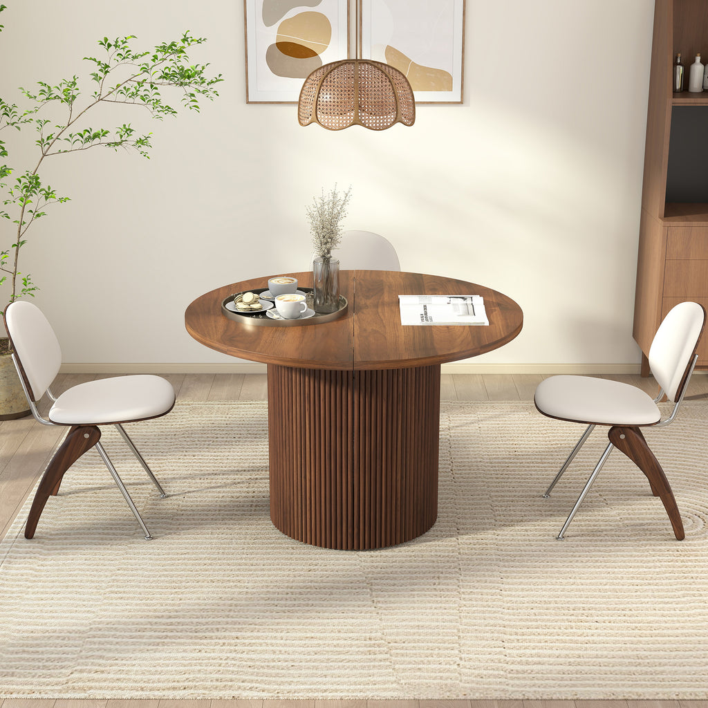 Weselon 41"-78" Extendable Oval Dining Table for 4-8, Modern Farmhouse Kitchen Table with Roman Column Leg, Large Wood Dining Room Table