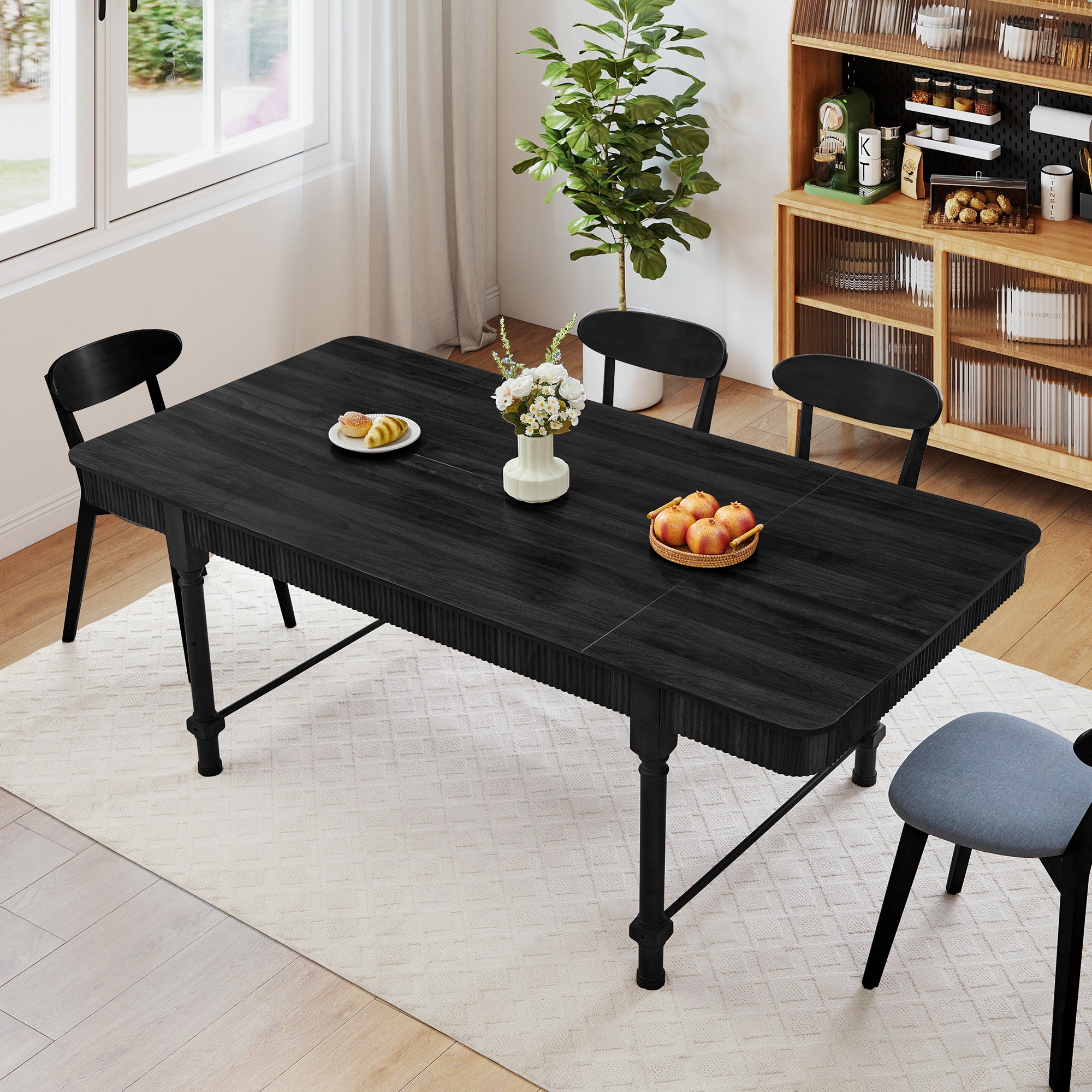 Weselon 41"-78" Extendable Oval Dining Table for 4-8, Modern Farmhouse Kitchen Table with Roman Column Leg, Large Wood Dining Room Table