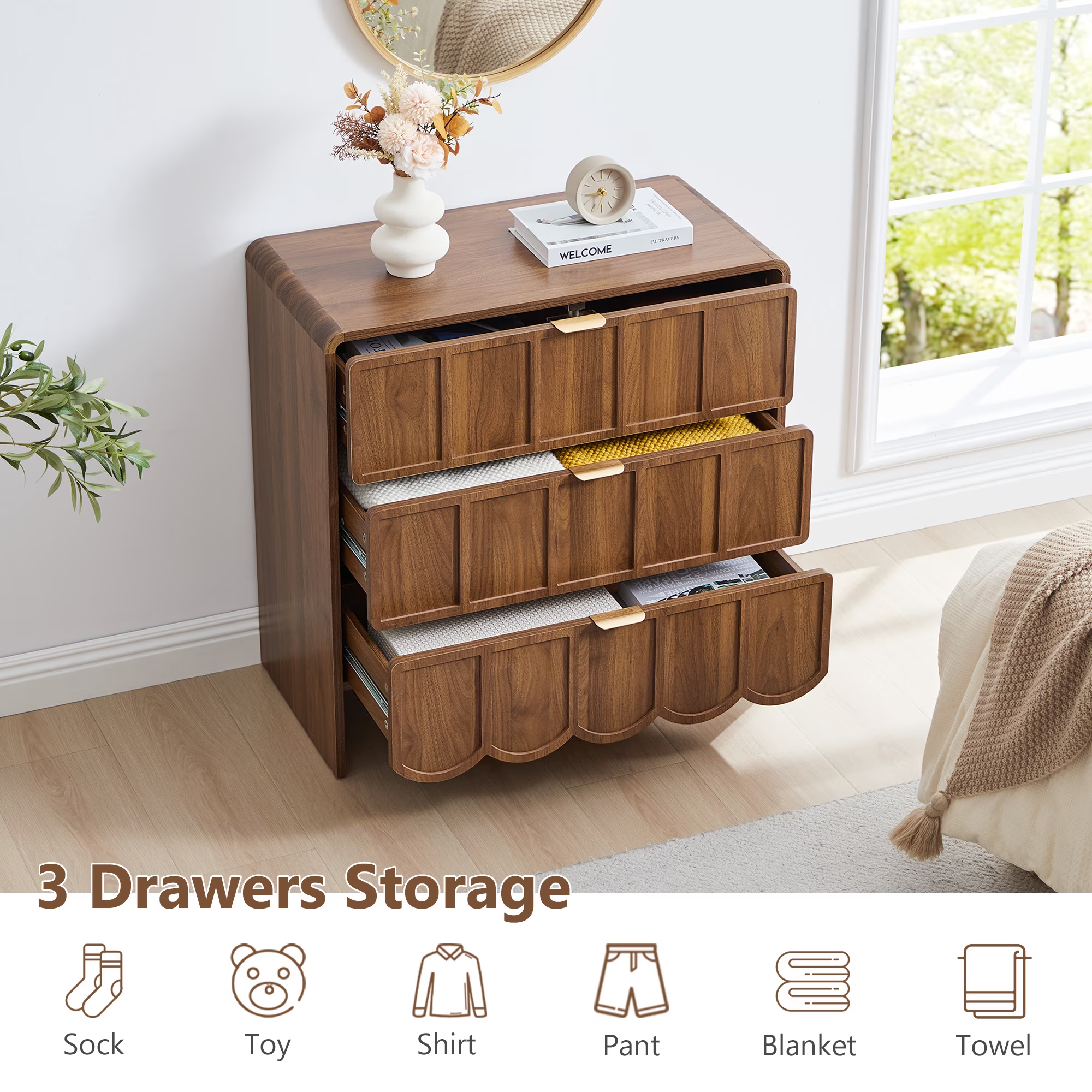 Weselon 3 Drawer Dresser for Bedroom